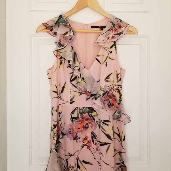 JAY GODFAREY Floral Print Sleeveless V-Neck Tiered Ruffle Trim Gown - Picture 6 of 14